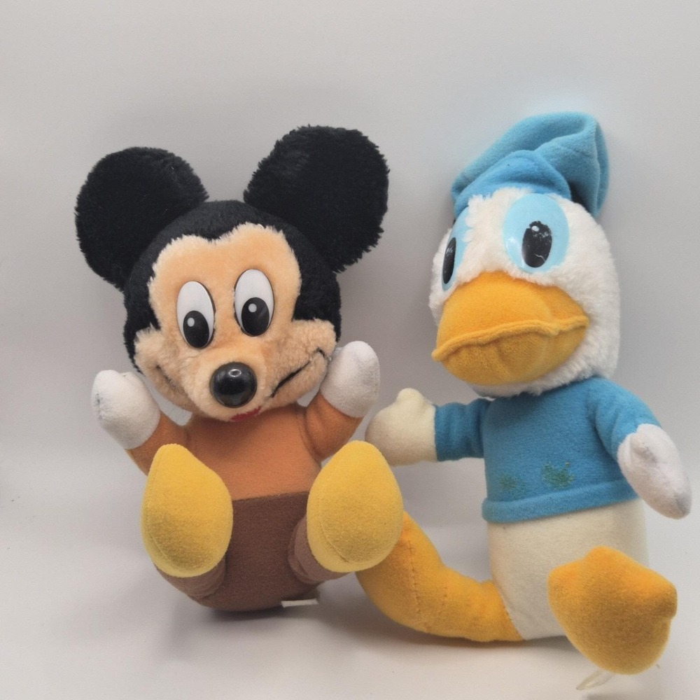 Vintage Disney Character Fashions Mickey Mouse & Donald Duck Plush Lot 2 Walt...